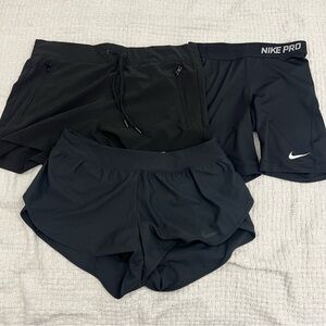 Nike Dri-FIT & 90 Degrees Athletic Shorts Bundle Black 3-Piece EUC